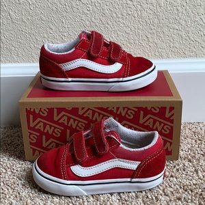 Vans old school red sneakers, size 7.5 toddler